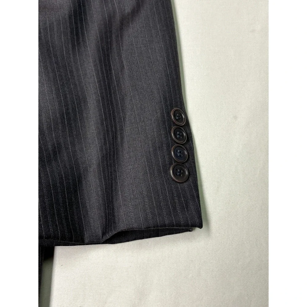 Jos A Bank Signature Gold Mens 43R W36 L32 Suit Set Charcoal Pinstripe 100% Wool